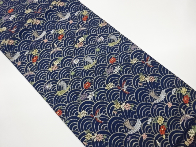 JAPANESE KIMONO / FUKURO OBI / WOVEN BOAT & SEIGAIHA 